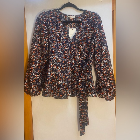 Skies are Blue Woman’s Floral Wrap Peplum Blouse Top Size Medium - Picture 1 of 13